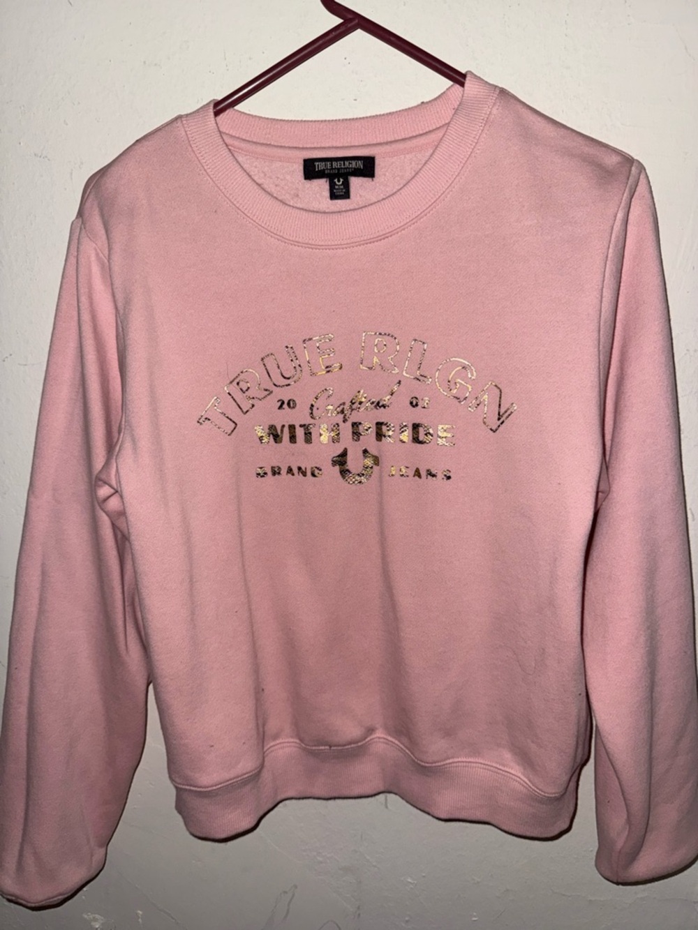 True Religion Light Pink Logo Pullover